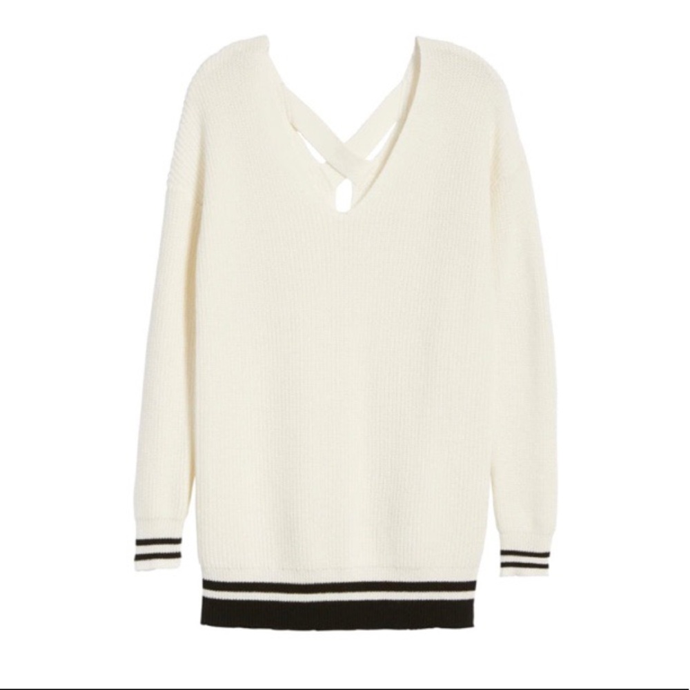 BP White Cross Back Long Sleeve Sweater Dress